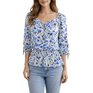 I.N. SAN FRANCISCO NWT Floral Smocked Waist Top Size Large Juniors